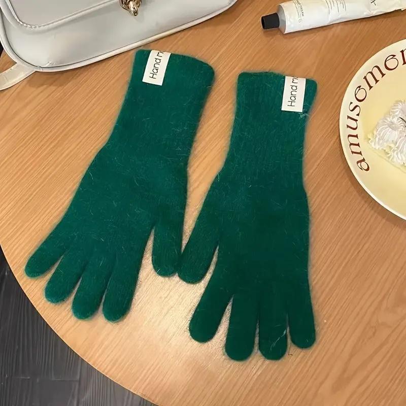 Women'S Thermal Split-Finger Gloves - Thick Winter Gloves With Elastic Wrist & Multi-Color Tips For Cycling, Hiking, Skiing