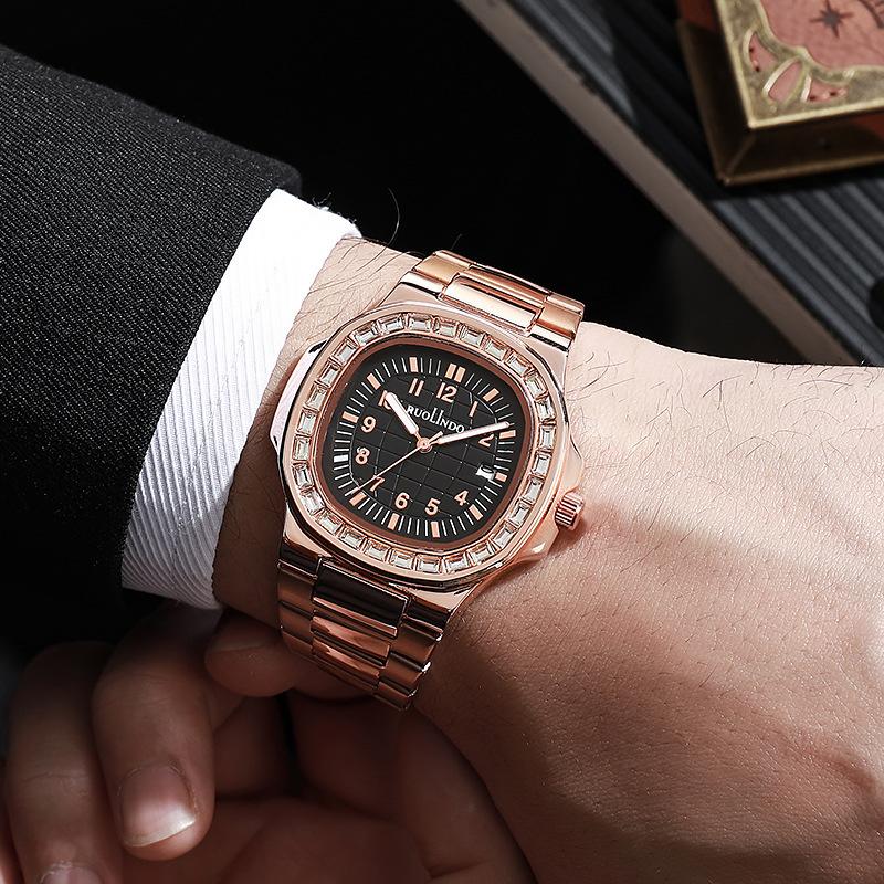 

New Dual Calendar Men s Watch Men s Premium Stainless Steel Cross border Men s Quartz Watch