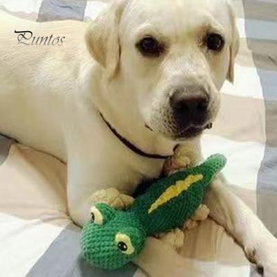 Pet Toy Knitted Cartoon Lizard Shape Bite-resistant Indestructible Stress Relief Sound Making Squeaky Relieve Boredom Soft Elastic Teeth Grinding Dog