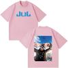 Hip Hop Fashion Tshirt Rapper JUL Fashion Print Tshirt Y2k Vintage Shortsleeved Casual Loose Oversized Streetwear Unisex