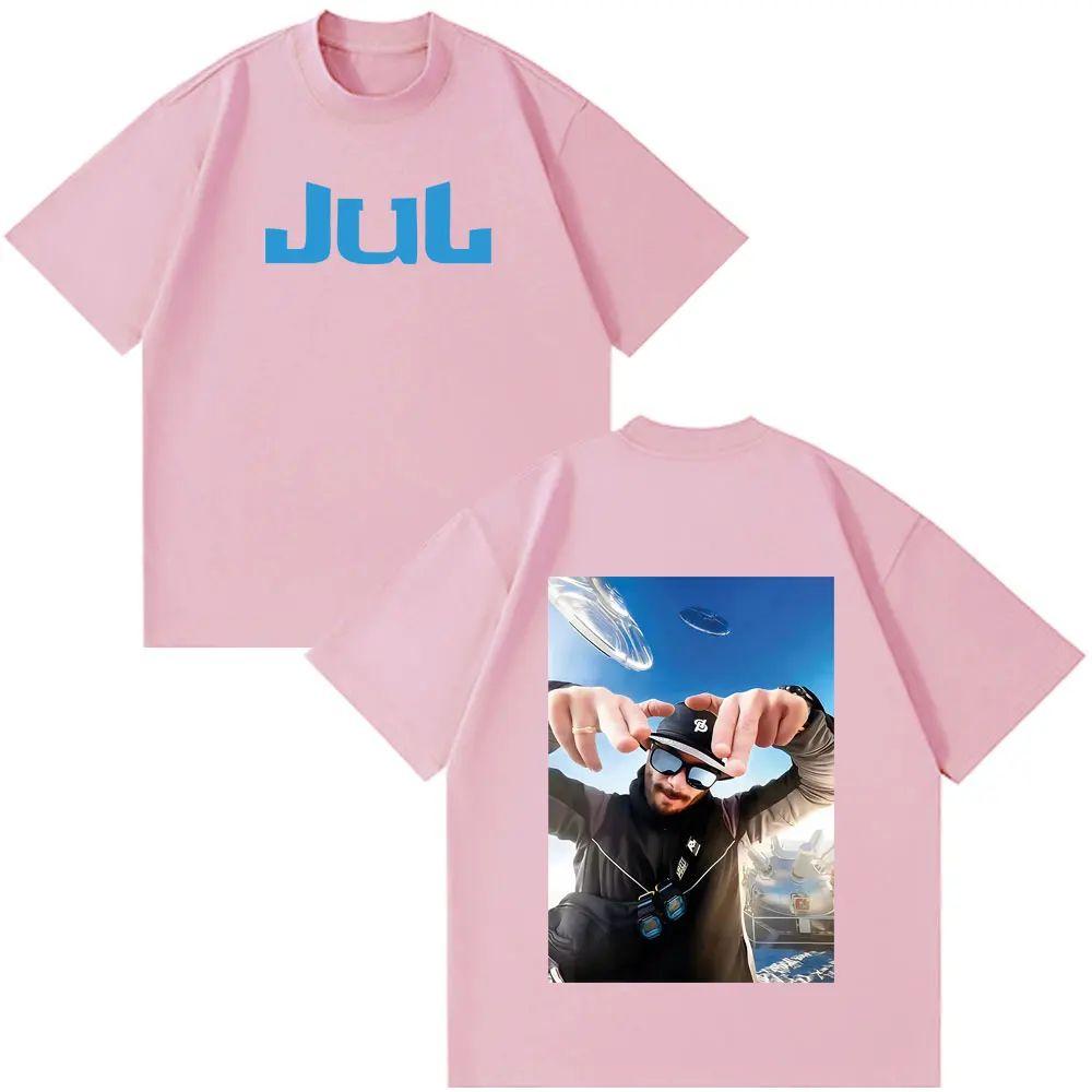 Hip Hop Fashion Tshirt Rapper JUL Fashion Print Tshirt Y2k Vintage Shortsleeved Casual Loose Oversized Streetwear Unisex