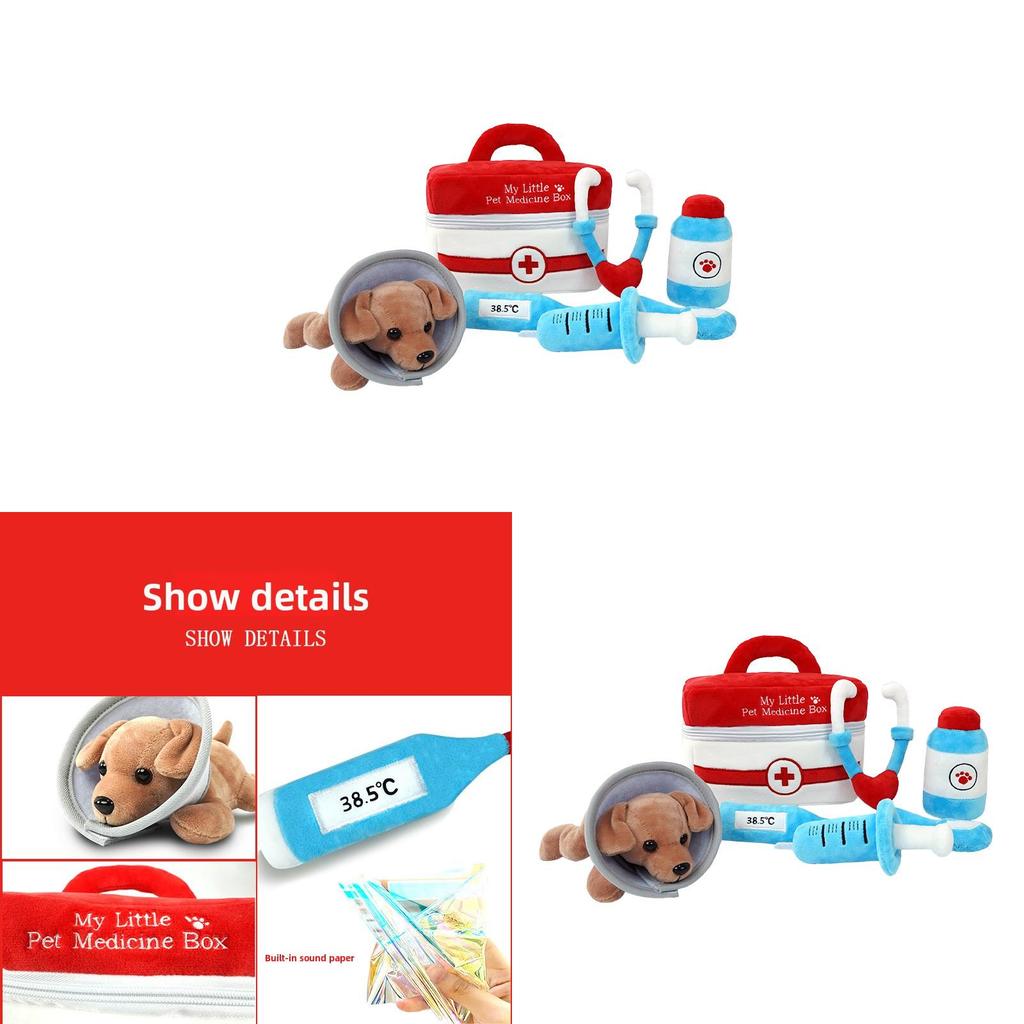 Pet Medical Kit Plush Toy With Soft Short Pile For Family Role Play And Interactive Play