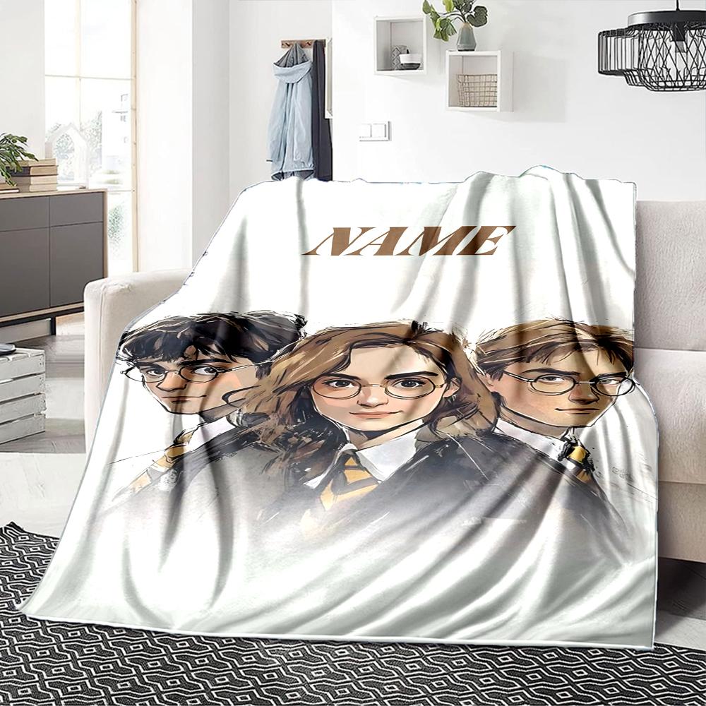 Custom Name "Magic School Adventure" blanket for Couch & Bed, Plush Cozy Fuzzy Blanket Super Soft & Warm Blankets for Fall and Winter. 090885