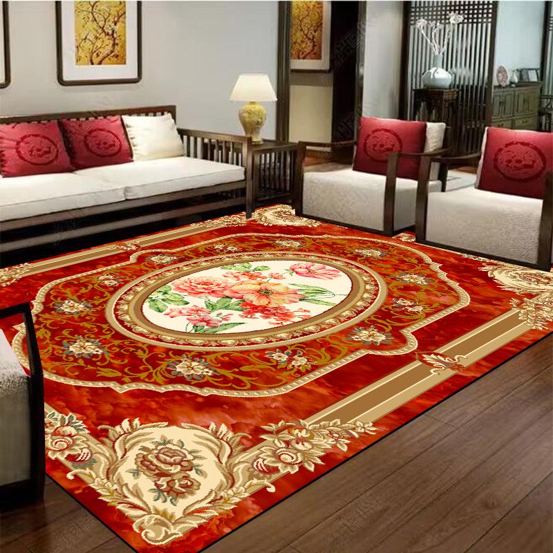 European Red Luxury Carpet Large Living Room Decoration Home Rugs Soft Comfortable Lounge Rug Anti Slip Washable Bedroom Mat