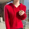 Women's 100% Pure Wool Cable Knit Hoodie Sweater - Autumn/Winter Collection.