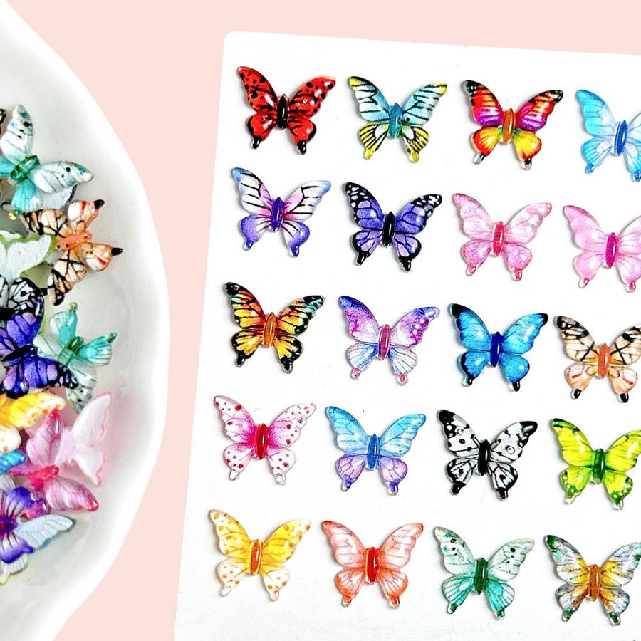 20/30/50/100 Stück Bunte Harz Cartoon Eis Schmetterling Flatback Perlen für Nailart, Scrapbook DIY Schmuckdekor Handwerk
