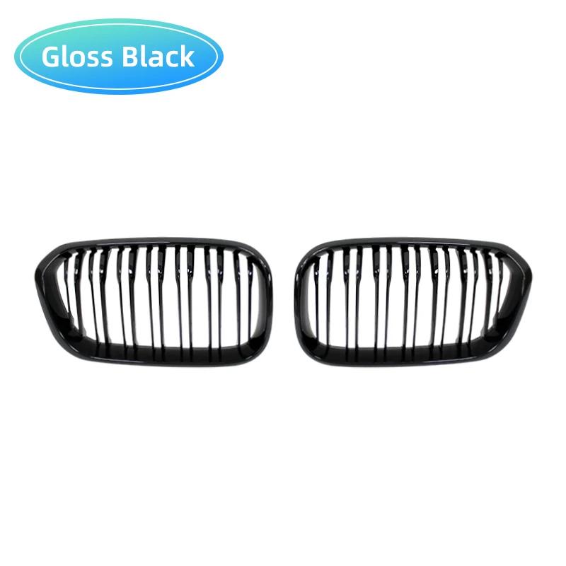 1 Pair Front Grilles For BMW 1 Series F20 F21 2016 2017 Gloss Black Kidney Grill Replacement Racing Front Bumper Grilles