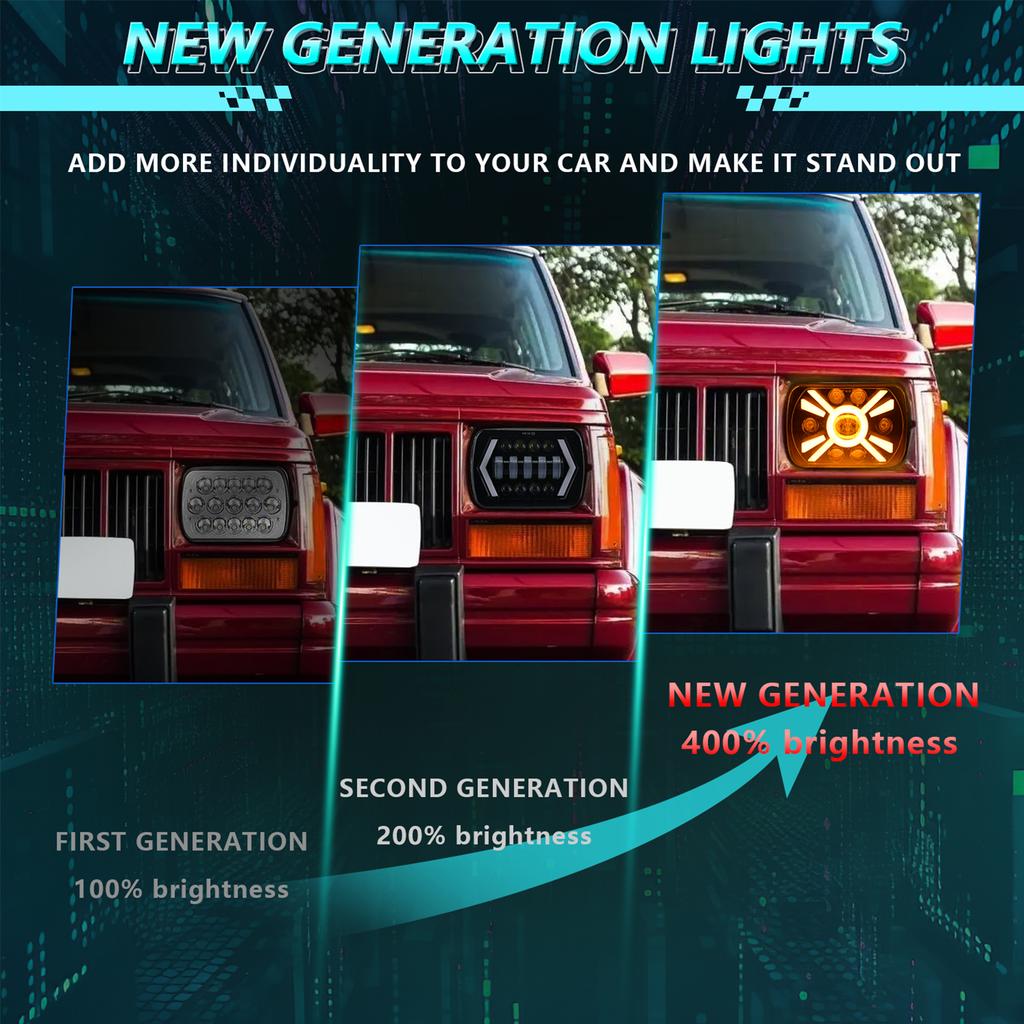 5x7 7x6 Inch H6054 DOT Approved Hi Lo Beam DRL LED Headlight Super Bright 6000K 3500K