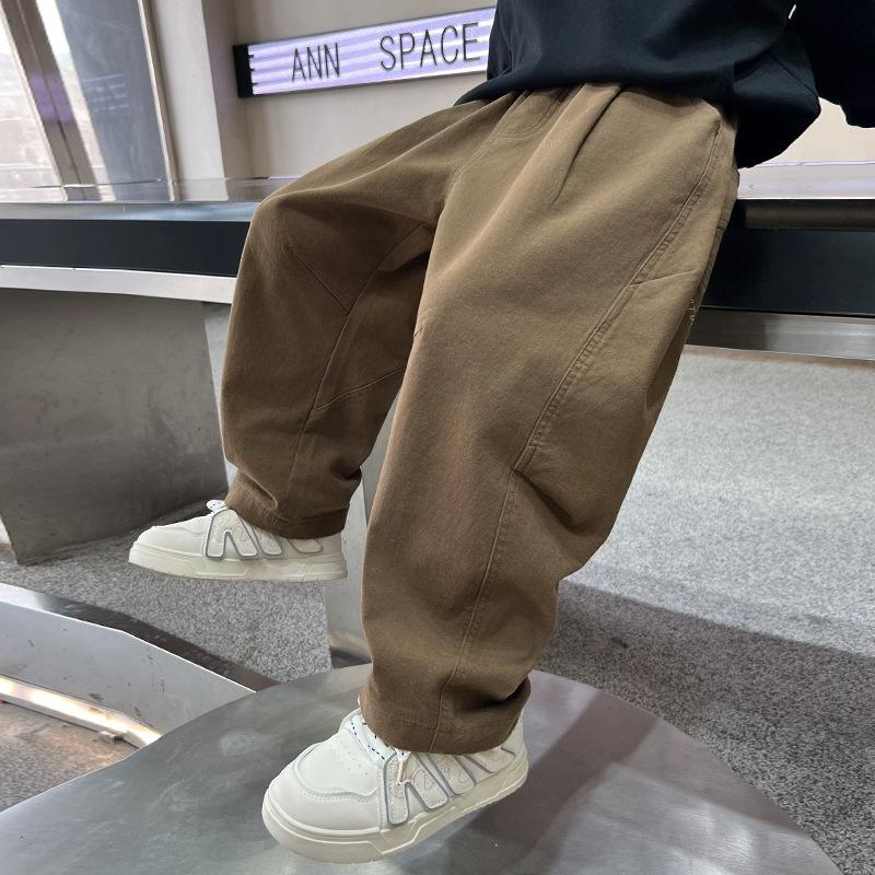 Boys' Fleece-Lined Wide-Leg Overalls for Teens - Trendy Casual Autumn Wear