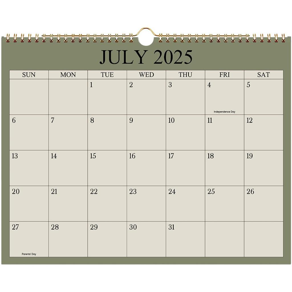 Calendar 2025,  Color Calendar 12 Months, Double Coil Spiral Binding Monthly Planning Calendar