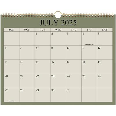 Calendar 2025,  Color Calendar 12 Months, Double Coil Spiral Binding Monthly Planning Calendar