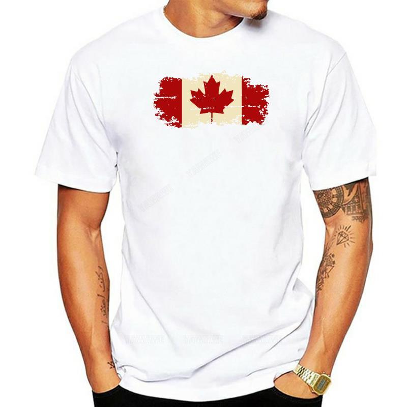 Hanhent Canada Flag Fashion Tee Shirt Cotton Short Sleeve Tshirt Canadian Maple Leaf O Neck Summer Streetwear Logo T Shirts