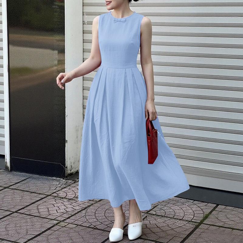 

ZANZEA Women Casual Round Neck Loose Sleeveless Dress 5XL