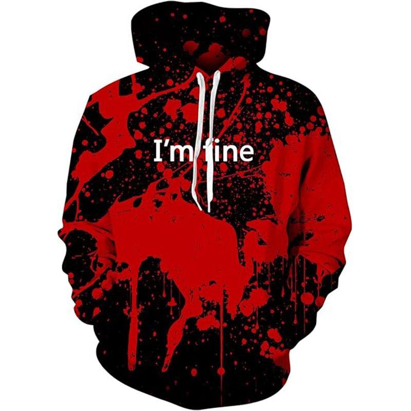 Spring And Autumn Fashion Men's Hoodie Bloody Graphic 3D Print Hoodies Casual Boy Sweatshirt Women's Oversized Top Clothing
