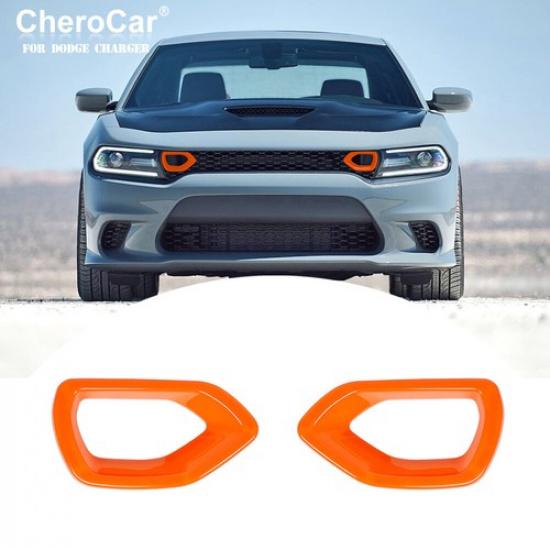 

Front Grille erts Mesh Cover Trim Decoration Orange Fit Dodge Charger 2015-20