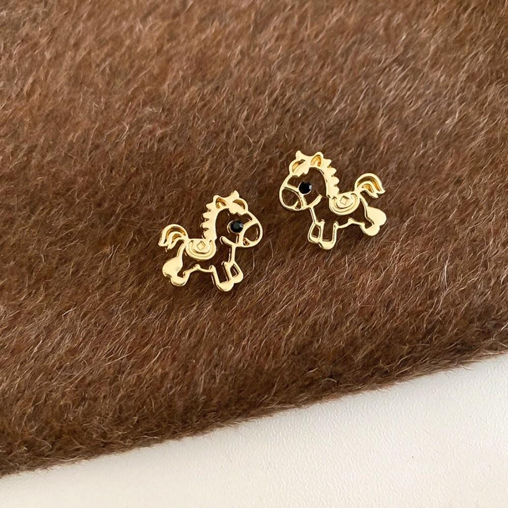 Zinc Zinc Alloy Metal Pony Earrings Chinese Style Horse Mascot Drop Earrings New Year Horse Earrings  Girls