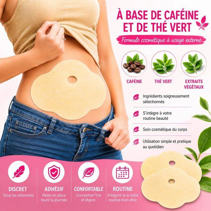 Patch Anti Cellulite - Patchs Ventre Plat Effet Chauffant Caféine Extraits de Plantes Raffermissant Femme Homme LOT DE 10