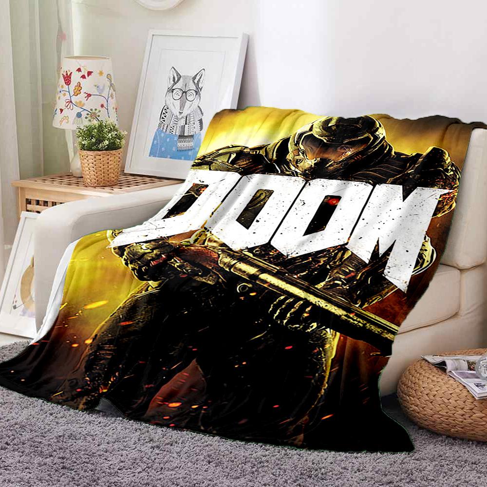 Doom Game Flannel Blanket Throw Blanket Soft Warm Sofa Bed Camping Car Home Decor Unique Christmas Gift C93083