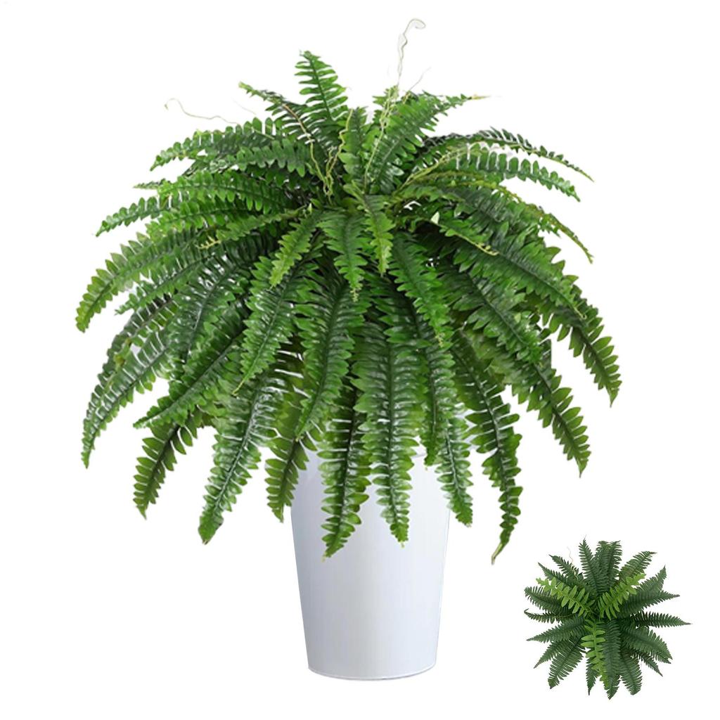 Lifelike Artificial Boston Fern Fake Plastic Plants Decorations UV Resistant For Outdoor Home Kitchen Decor Garden Decoration