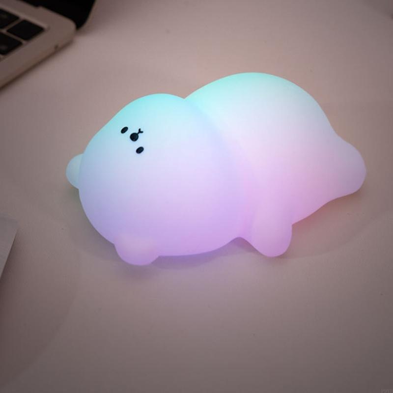 Rechargeable Bear Silicone Night Lights Touch Control Dimmable LED Bedside Lamp Silicone Texture for Kids Nursery Room P9YB