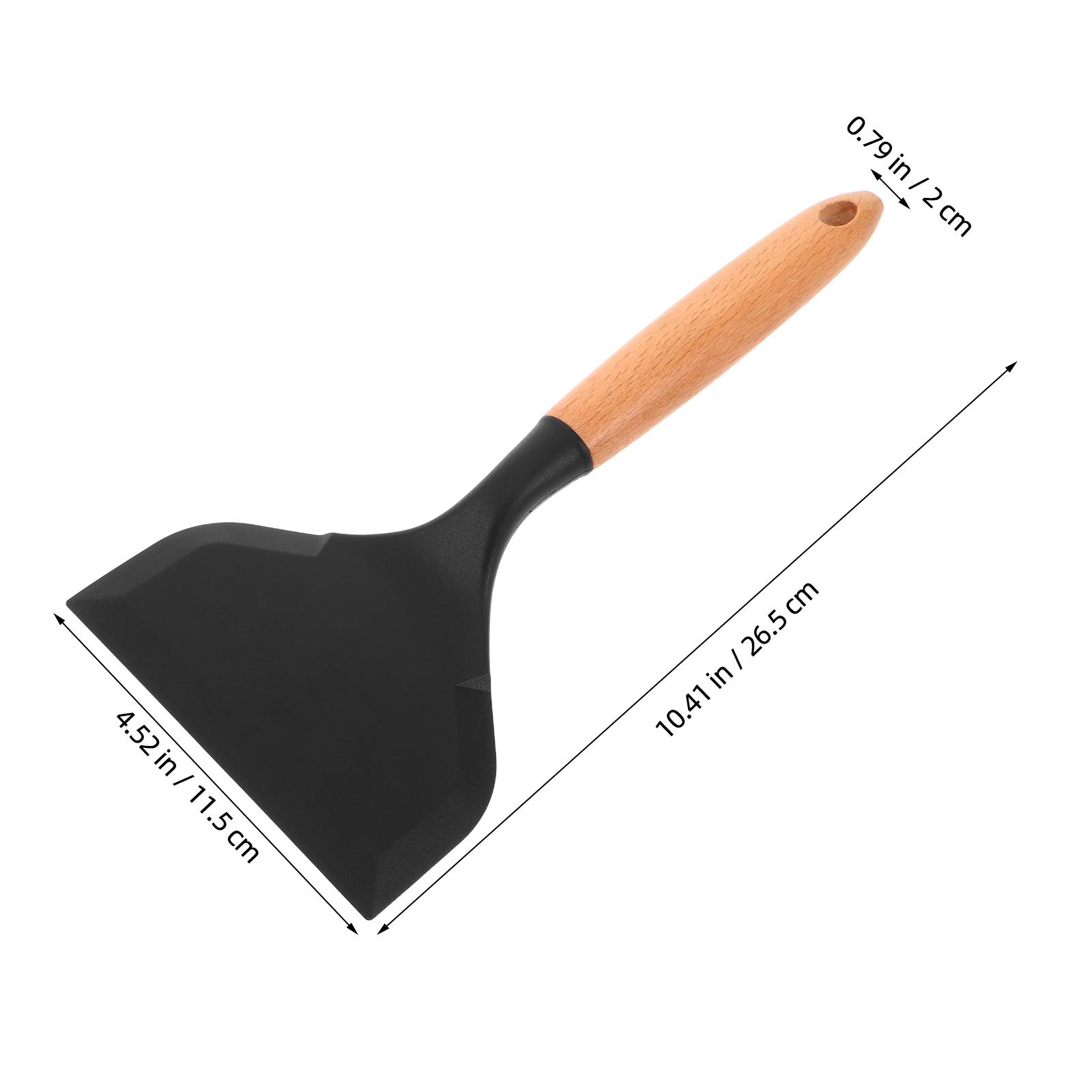 

Frying Pans Nonstick Long Handle Spatula Flat Silicone Turner Fried Egg Extra Wide чорний
