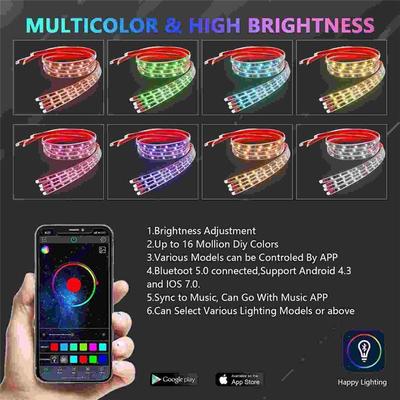 AM-Car Underglow LED Lights, Dream Color Strip Lights With APP Control, Exterior Car Neon Accent Lights Kit Replacement Accessor