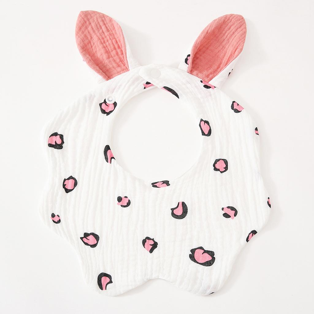 Baby Cotton Crepe Gauze Bibs Cute Rabbit Ear Wavy Edge Saliva Towel Newborn Drool Burp Cloth Soft Absorbent Neck Bib