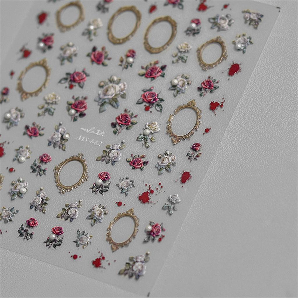 1pcs 5D Exquisite Purple Wisteria Flower Nail Art Stickers Flower Bow Nail Decoration Slider Decal Adhesive Transfer Part