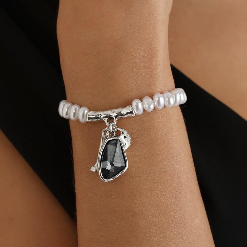Irregular Rhinestone Necklace Dark Grey Women Jewelry Vintage Earrings Bracelet Party
