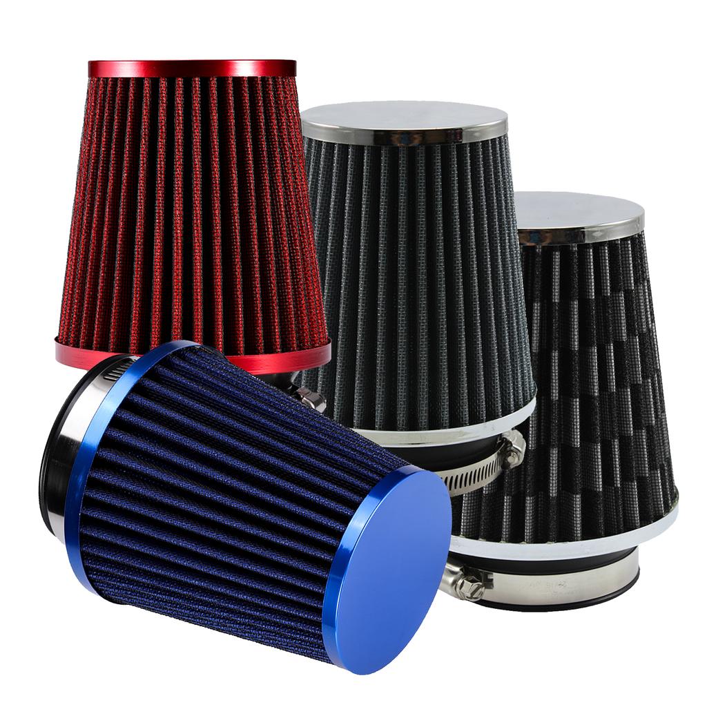 76mm Cone Air Filter for Car Engine Intake Pipe Universal Red Blue Sliver Carbon Washable 3.0'' High Flow Cold Air Intake Filter