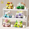 HUIQIBAO Street Food Car Model Micro Building Block MOC Flower Store truck Bricks Set Cute Ornament Decoration Toy for Kid Girl