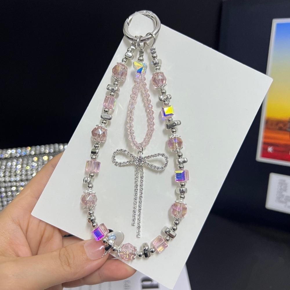Advanced Crystal Phone Chain Tassel Bow Phone Lanyard Light Luxury Women Wrist Portable Keychain Hanging Decoration Anti Loss