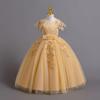 Girls' European and American Style Long Skirt Tie-Up Wedding Princess Dress - High-End Formal Graduation Party Dress