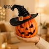 Weighted Solid Resin Figurines Halloween Pumpkin Ornament with Witch Hat, Jack O Lantern Decorative Lamp, Atmospheric Room Accessories Spooky