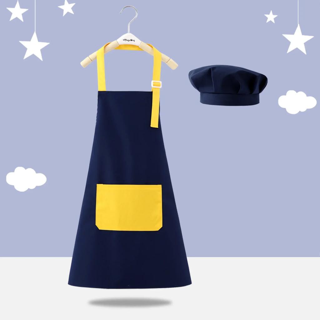 2PCS/3pcs Children's Waterproof Apron, Kindergarten Studio Chef's Clothing Baking Experience Clothes, Reverse Cover Chef's Hat