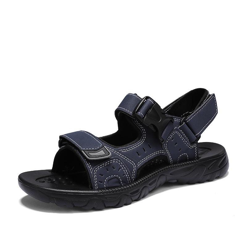 Fashion Summer Men Sandals PU Leather Lightweight Open Toe Flat Mens Casual Shoes Outdoor Walking Sandals for Men Beach Shoes Size