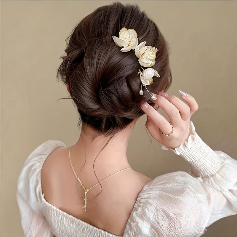 1PC Handmade Flower Hairpin, U-shaped Hairstyle Accessories, Hairpin Headdress, Hairpin Antique Style, Suitable for Bun Extension and Production