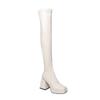 High-heeled Over-the-knee Boots for Women's 2025 Autumn and Winter New Small Slim Waterproof Table Square Head Thick-heeled White High Boots