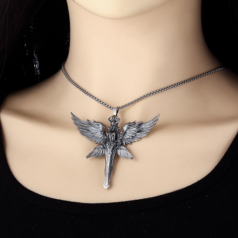 Retro Wings Angel Pendant Necklace Men and Women Trendy Cool Jewelry