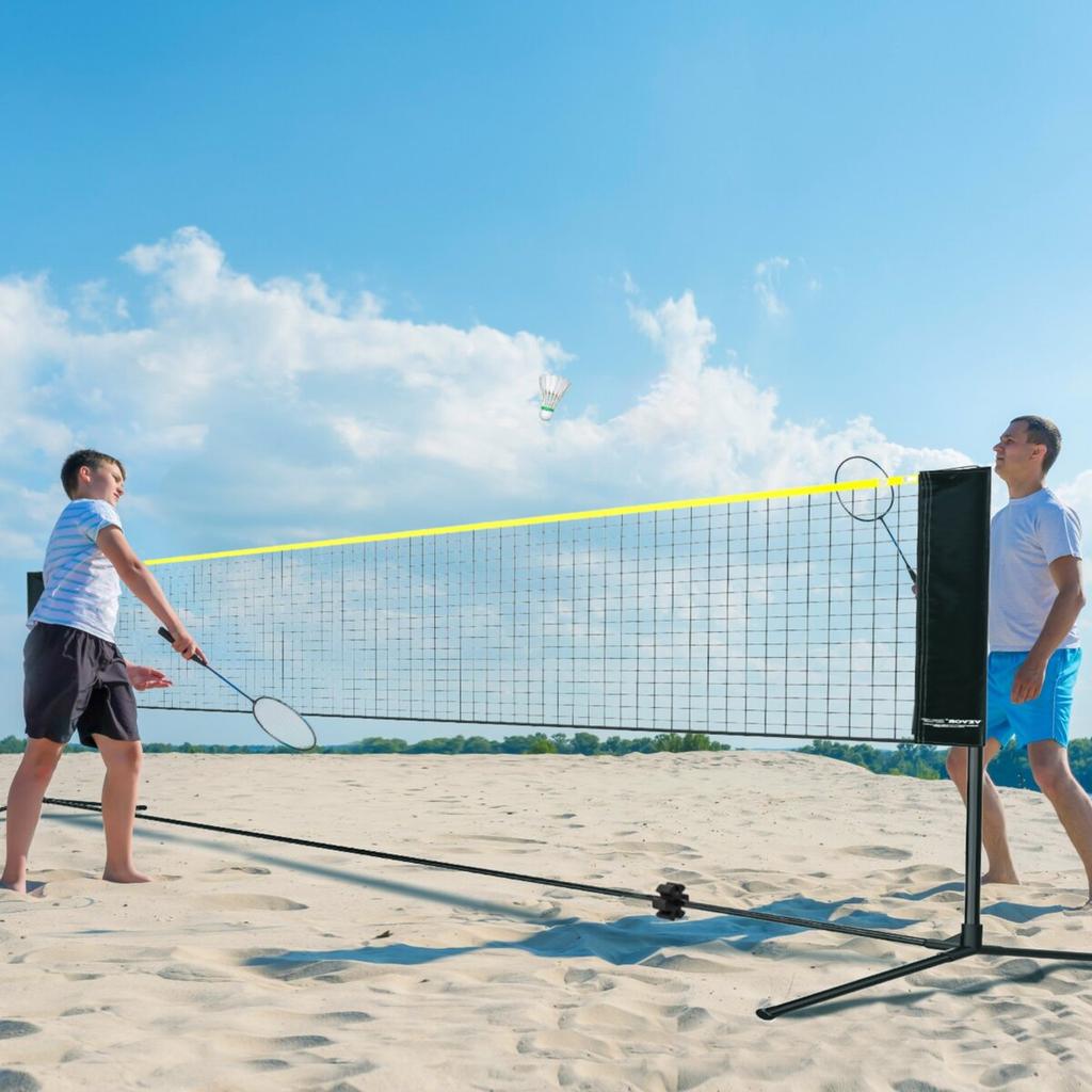 Badminton Net, Height Adjustable Volleyball Net, 20ft Wide Foldable Pickleball Net, Portable Tennis Net Set with Poles, Stand, Bag, Rackets, Nylon