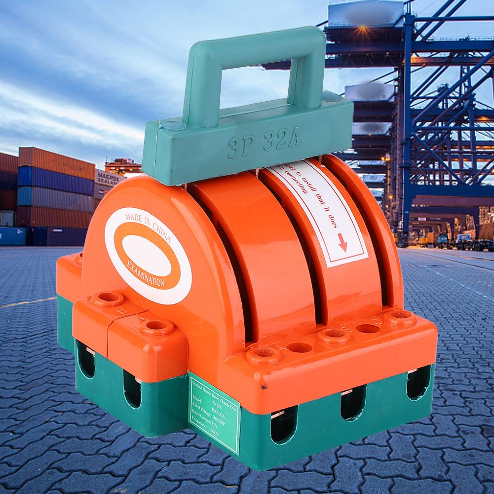 Double Throw Knife Disconnect Switch Orange Red 3P Terminal Connection Electric Supplies 32A