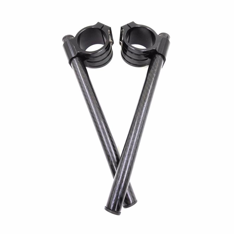 100% Real Carbon Fiber Clip-On Motorcycle 7/8" Handlebars 35mm Fork Tube For Cafe Racer Universal