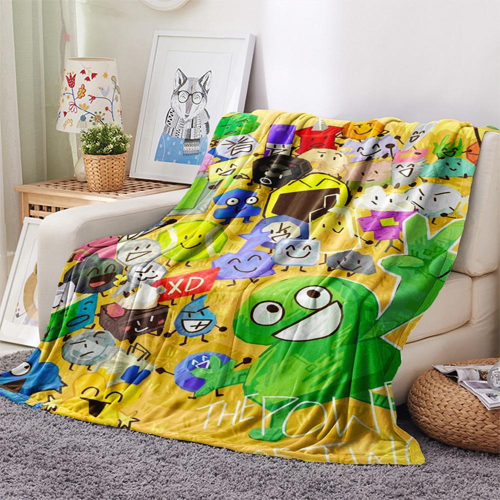 1PC BFDI Print Flannel Blanket, High Quality Comfortable for All Seasons, Home Decor, Warmth and Comfort, Perfect for Christmas Gifts