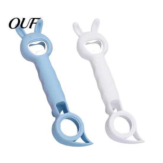 4 in 1 Utility Tool Bunny Shaped Bottle Opener, Multifunctional Manual Cap Remover, Compact Handheld Can Opener Comfortable Grip Handle Kitchen Gadget