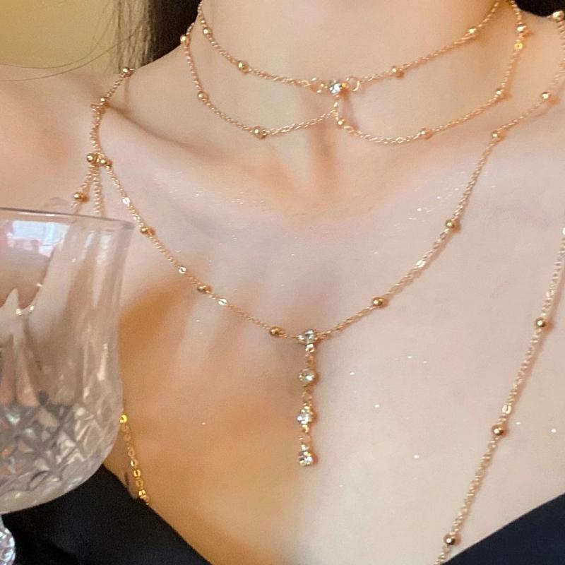 Fashion Diamond Bead Chain Body Chain Trim Flash Diamond Pendant Tassel Necklace Breast Chain Fashion Women's Chain