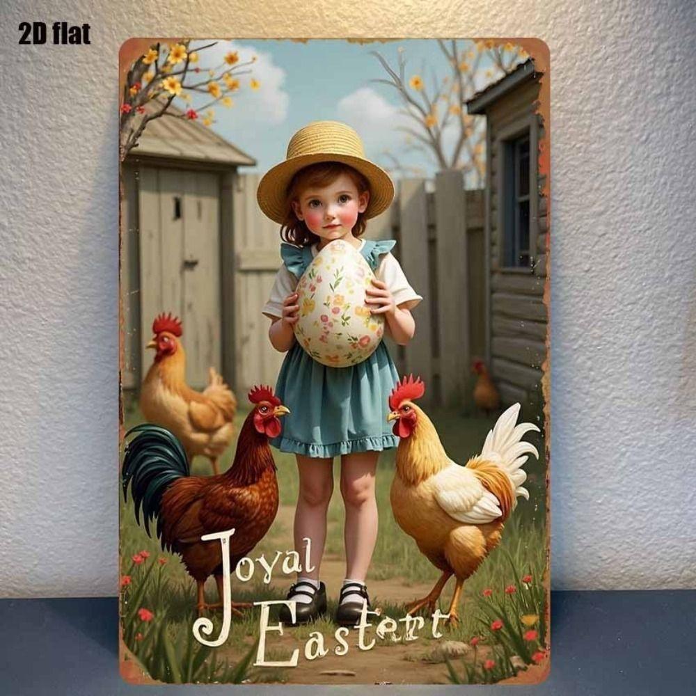 Easter Rabbit Metal Tin Sign Wall Art Decor 20x30cm