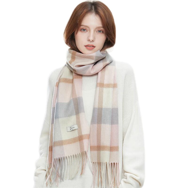 

JIUMU Women s Pure Wool Plaid Scarf One Size