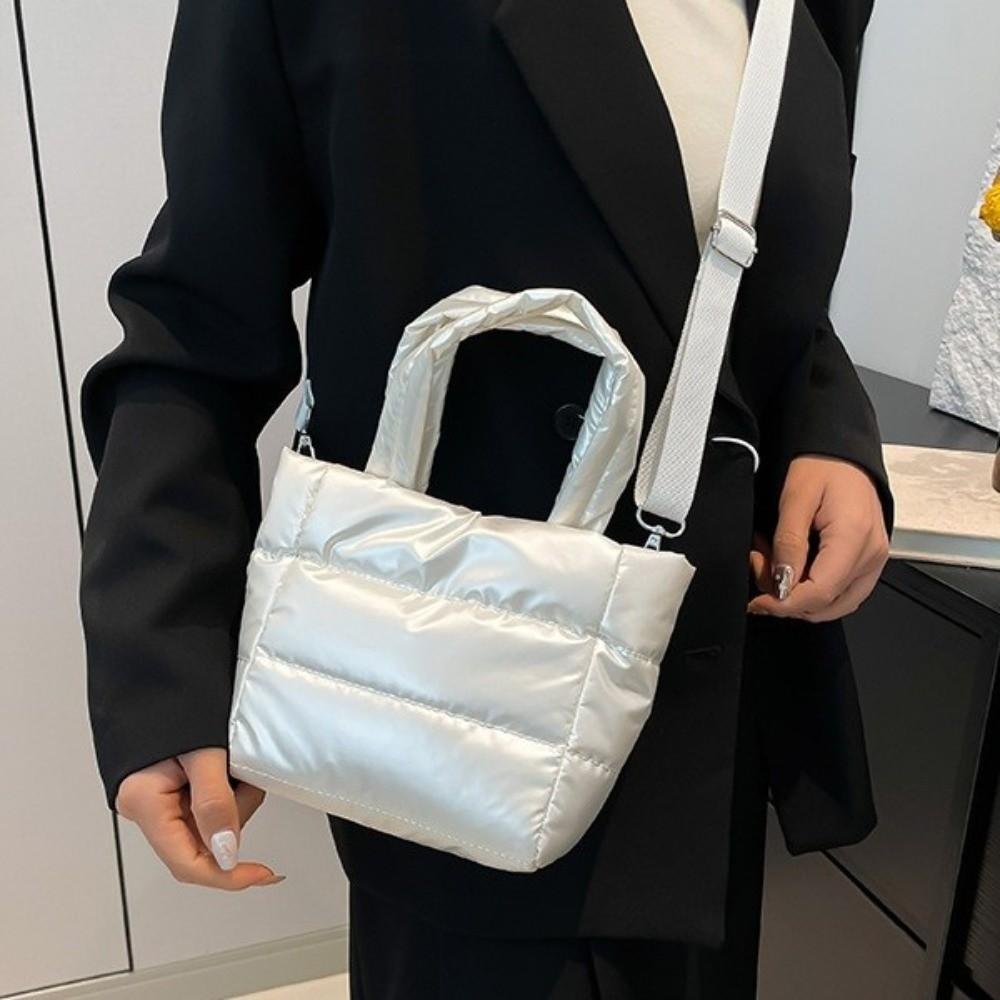 Adjustable Strap Puffy Handbag Large Capacity Puffer Crossbody Bag Quilted Shoulder Bag  Casual