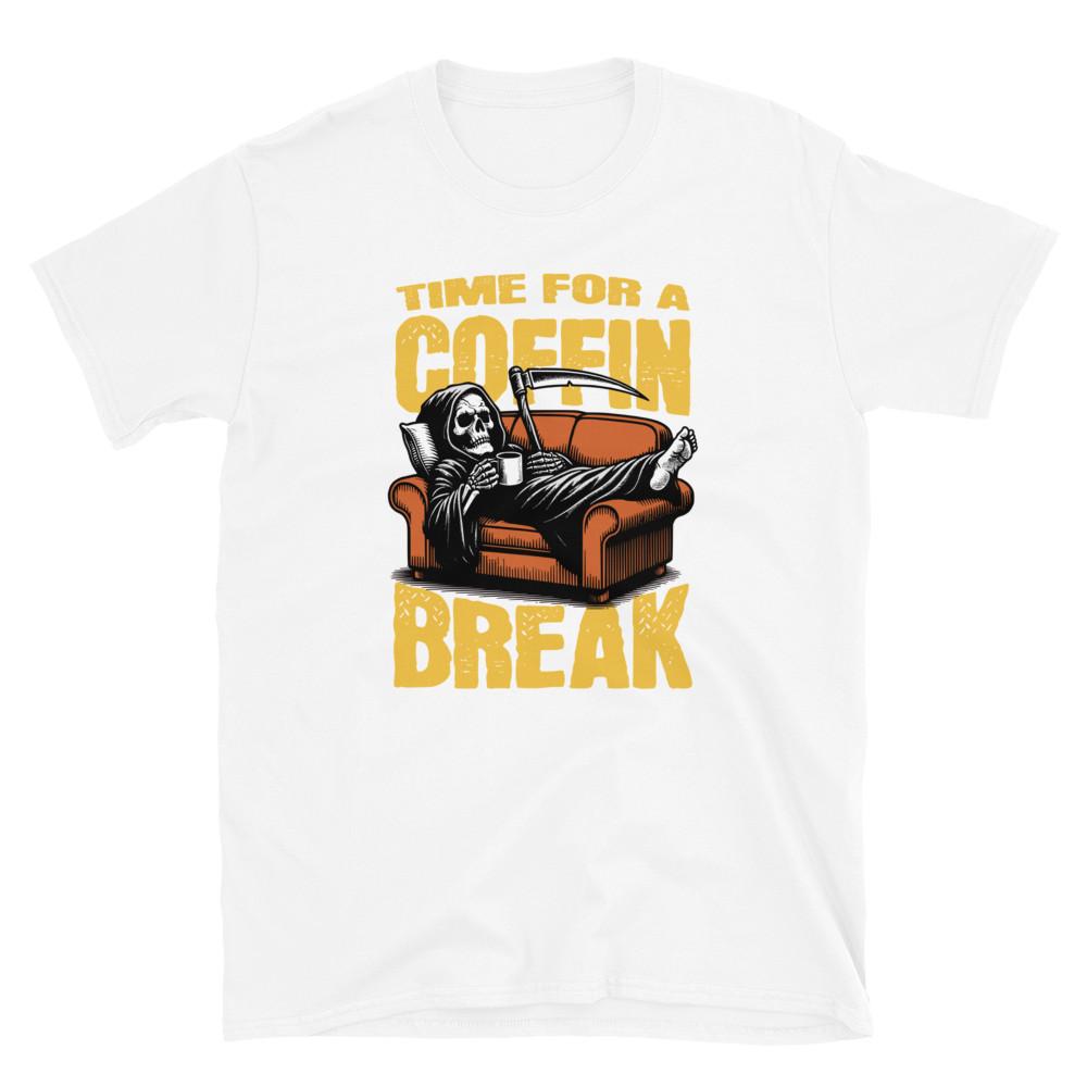 Time for a Coffin Break Grim Reaper Funny Dark Humor Skeleton Coffee T-Shirt S разноцветный