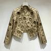 Womens 2026 Patchwork Faux Leather Biker Jacket Stand Collar Cropped Streetwear